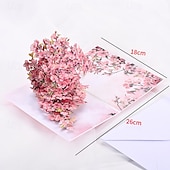 economico Regali-Biglietto pop-up 3D con fiori di ciliegio, biglietto d'auguri rosa sakura per donne, mamma, nonna, moglie - regalo fatto a mano per la festa della mamma, compleanno, anniversario, matrimonio,
