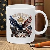  250th Anniversary Christian Mug, Patriotic We The People Eagle Cross Bible Coffee Cup, Faith Freedom Future 1776-2026 Ceramic Mug, America 250 Years Celebration Gift for Veterans, Conservatives, Chris