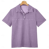 cheap Men's Classic Polo-SoftFade™ Men's Acid Wash Shirt Cotton Polo Shirt Casual Business Lapel Classic Short Sleeve Fashion Basic Solid Color Buttons Washed Summer Spring Regular Fit Blue Black Light Green Pink Navy