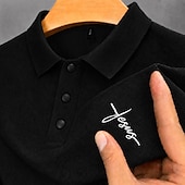  Bărbați 100% Βαμβάκι Polo brodat Casual Afaceri Răsfrânt Manșon scurt De Bază Timp Liber Culoare solidă Texturat Brodat Nasturi Primavara vara Albastru piscină Alb Negru Roz Îmbujorat Trifoi 100
