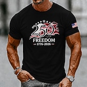 cheap Patriotic 250 T-shirts-4th of July 2026 250th Men's US Flag T Shirt Short Sleeve T shirt 3D Print Crew Neck Shirt Patriotic Daily Festival Blue White Black Summer Spring Clothing Apparel S M L XL XXL XXXL