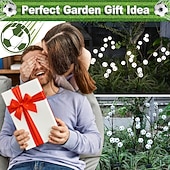 abordables Luces de camino y linternas-Luces solares para jardín con diseño de la Copa de Fútbol 2026, 2 estacas con luces de fútbol con 8 cabezas de bola LED, luces colgantes impermeables para césped, caminos, jardines, patios y parques