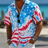  2026 250th Tricou pentru bărbați cu steagul american Tricou de vară cu butoni Tricou cu mânecă scurtă Patriot Outdoor Festival Vară Primăvară Tricouri cu guler imprimat 3D Albastru Albastru 1#