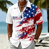  Camisa Patriótica do 250º Aniversário Masculina com Estampa da Bandeira Americana 1776 2026 Mangas Curtas para o Verão