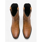 halpa Cowboy &amp; Western Boots-miesten klassiset lännentyyliset cowboy-saappaat – kestävät nahkaiset maalaistyyliset saappaat festivaaleille, ulkojuhliin, livemusiikkitapahtumiin ja rentoon lännenmuotiin