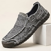 cheap Slip-On Casual Shoes-Men's Distressed Canvas Slip-On Loafers – Lightweight Vintage Casual Shoes for Daily Wear, Travel, Outdoor Leisure &amp; Weekend Adventures