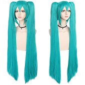 abordables Perruques d&amp;#39;anime-perruque turquoise style chanteuse virtuelle à double queue de cheval