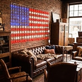 preiswerte 250. Jubiläumslichter-Lichterkette mit amerikanischer Flagge zum 250. Jahrestag der USA, 1,8 m lang, 128 LEDs in Rot, Weiß und Blau, USB-Anschluss, patriotische Fensterbeleuchtung für den 4. Juli, Unabhängigkeitstag,