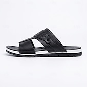 ieftine Șlapi Bărbați &amp; Flip-Flops-Sandale bărbătești maro cu toc plat – sandale de vară cu vârful deschis, respirabile, încălțăminte confortabilă de resort pentru croaziere, călătorii, la piscină și timpul liber de zi cu zi