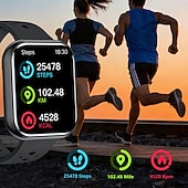 voordelige Smartwatches-Smartwatch voor mannen en vrouwen, 1,81 inch HD touchscreen fitness tracker met hartslag- en slaapmonitor, Bluetooth-belfunctie, ademende geperforeerde sportband, IP68 waterdicht.