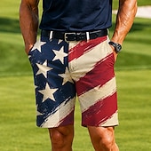  4 juli 2026 250e Voor heren Ster Amerikaanse Amerikaanse vlag korte broek Casual korte broek Golfshorts Medium Taille Zakelijk informeel Werk Golf Festival Platte shorts met 4 zakken Ontwerper Kleding