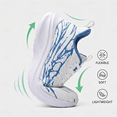 ieftine Adidași casual-Pantofi sport de alergare albi-albaștri pentru bărbați, pantofi sport cu șireturi, pantofi sport ușori, cu pernă, pentru sală, antrenament, exterior