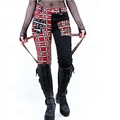 baratos Partes inferiores-Góticas Punk e gótico Steampunk Comprimento Longo Calças Baile de Máscara Normal Drogador da praga Tamanhos Grandes Xadrez Quadrados Fantasia Mulheres Dia Das Bruxas Carnaval Baile de Máscaras dia