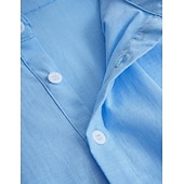 Недорогие Vacation-Men's Shirt Linen Shirt Summer Shirt Beach Wear Plain Vacation Casual Black White Blue Khaki Long Sleeve Lapel Spring &amp; Summer Clothing Apparel