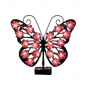 ieftine Aplice de Exterior-Lampă fluture pentru exterior, decor de perete impermeabil cu energie solară, lampă LED peisagistică, ornament pentru gard de grădină, iluminare ambientală delicată pentru terasă/curte