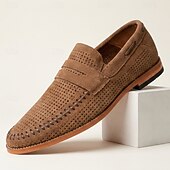 Недорогие Лоферы-Men's Breathable Perforated Loafers – Lightweight Summer Slip-On Shoes for Vacation Evenings, Outdoor Dining &amp; Resort Casual Wear