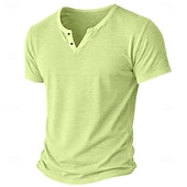 abordables camisetas basicas-Hombre Camiseta Camiseta de punto Camiseta superior Manga Corta Escote en Pico Verano Color sólido Moda Ligeras Básico Puro Casual Vacaciones Calle Azul Piscina Negro Verde Claro Camiseta superior