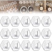 cheap Home Storage &amp; Hooks-15/20 PCS Water Ripple Hexagonal Self Adhesive Hooks, No-Drill Waterproof Wall Hooks for Bathroom Kitchen, Heavy Duty Acrylic Glacier Ripple Hook for Towels Keys &amp; Home Decor