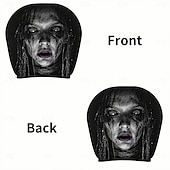 abordables Funda de Halloween-Fundas para reposacabezas de coche con diseño de fantasma con pelo mojado (2/4 unidades), fundas protectoras de reposacabezas de asiento con diseño de terror para Halloween, impresión plana 2D, ajuste