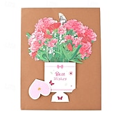 economico Regali-Confezione da 2 biglietti d'auguri 3D a comparsa con bouquet di fiori e girasoli &amp;Garofani di carta in vaso per la festa della mamma, compleanno, anniversario, auguri di pronta guarigione, biglietto