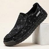 cheap Slip-On Casual Shoes-Men's Distressed Canvas Slip-On Loafers – Lightweight Vintage Casual Shoes for Daily Wear, Travel, Outdoor Leisure &amp; Weekend Adventures