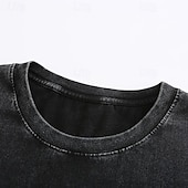 cheap Basic T shirts-Men's Cotton T Shirt Washed Shirt Tee Top Short Sleeve Crew Neck Summer Spring All Seasons Solid Color Plain Retro Vintage Distressed Pocket Garment Dyed Washed Casual Vacation Street Light Blue