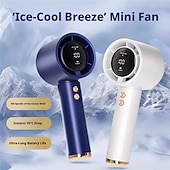 baratos Ventoinhas-Ventilador portátil de mão, mini ventilador com 100 velocidades ajustáveis, ventilador de mão com resfriamento rápido e visor digital, ventilador pessoal recarregável via USB para viagens, uso externo