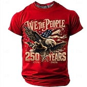 preiswerte Patriotisches T-Shirt für Veteranen-Herren 250. Jubiläum Patriotische Adler American Flag 1776 2026 Graphic T-Shirt Kurzarm Rundhals Sommer Street Top
