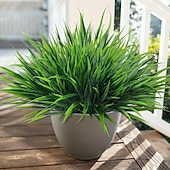 preiswerte Künstliche Blume-12 künstliche Pflanzen für den Außenbereich, künstliches Gras aus Kunststoff, UV-beständig, künstliche Stängel und Büsche, für Pflanzgefäße, Terrasse, Veranda, Fensterkasten, Gartenwege und als