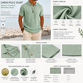 voordelige Heren Klassieke Polo-Voor heren Linnen overhemd Poloshirts Casual Vakantie Klassiek Korte mouw Modieus Effen Kleur Knop Zomer Lente Normale pasvorm Wit Zwart Lichtgroen Grijs Marineblauw Groen Linnen overhemd