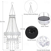 cheap Pathway Lights &amp; Lanterns-Solar Hanging Crystal Chandelier Outdoor, Boho Farmhouse Solar Garden Light, Waterproof Acrylic Crystal Pendant Lantern for Patio, Yard, Porch, Balcony, Tree, Wedding, Party &amp; Holiday Decor