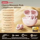 billiga TWS helt trådlösa hörlurar-Lenovo ThinkPlus öppna öronhörlurar, Bluetooth 5.4 luftledningshörlurar med clip-on-funktion, 360 AC HiFi-stereo trådlösa hörlurar med brusreducerande mikrofon, 24 timmars batteritid för sport,