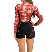 Χαμηλού Κόστους Rash Guards One Pieces-Γυναικεία Προστατευτικά Μαγιό Ολόσωμα κομμάτια Εκτυπωμένο Κουμπώσου Πολύ Ελαφρύ (UL) Προστασία UV Ελαστικό Μακρυμάνικο Μαγιό Σέρφινγκ Ψαροντούφεκο Άνοιξη