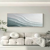 abordables Peintures Abstraites-Hand Painted Sea Beach Canvas Oil Painting Ocean Wave 3D Texture Painting Blue Ocean Painting Living Room Decor Painting Custom Painting