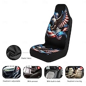 cheap Car Seat Covers-American Flag Bald Eagle Car Seat Covers Set of 2, Patriotic USA Flag Front Bucket Seat Protectors Universal Fit for SUV Truck Sedan Van, Durable Breathable Car Interior Decor Accessories