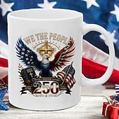  250th Anniversary Christian Mug, Patriotic We The People Eagle Cross Bible Coffee Cup, Faith Freedom Future 1776-2026 Ceramic Mug, America 250 Years Celebration Gift for Veterans, Conservatives, Chris