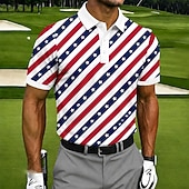 cheap Patriotic 250 Polos-4th of July 2026 250th Men's American Flag Golf Sports Polo Shirts Short Sleeve Polo Shirts Collared Shirts Casual Athleisure 3D Print Buttons Breathable Mesh Summer Spring Blue 1 Blue 3# Blue 2#
