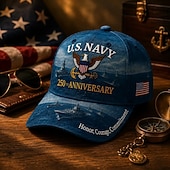 baratos 250º Aniversário dos EUA-Boné comemorativo do 250º aniversário da Marinha dos EUA, boné de beisebol bordado para veteranos com patch da bandeira americana, presente militar para veteranos, marinheiros da ativa e patriotas que