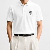  Bărbați 100% Βαμβάκι Polo brodat Casual Afaceri Răsfrânt Manșon scurt De Bază Timp Liber Culoare solidă Texturat Brodat Nasturi Primavara vara Albastru piscină Alb Negru Roz Îmbujorat Trifoi Gri 100
