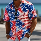 economico Magliette Patriottiche 250-2026 250° Camicia per Uomo a Maniche Corte con Stampa Tie Dye Bandiera Americana Aquila Camicia Button Up Patriotica Outdoor Festival Estate Primavera Collo Stampa 3D Blu Blu 2 Blu