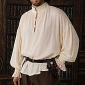  Medieval Renascentista Camisa Manga Comprida Pirata Viking Fantasia Unisexo Viking Pirata Dia Das Bruxas Carnaval Espetáculo LARP Ren Faire Adulto Camisa