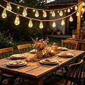 abordables Luces solares para exteriores-Guirnalda de luces solares de 11,6 m con 25 luces LED para camping, playa, bodas, patios, jardines, caminos, fiestas al aire libre y decoración de paisajes.
