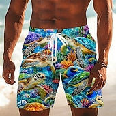  Herren Tiermotiv Fisch Badehosen Badeanzüge Badeshorts Boardshorts Mittlere Taille Hawaiianisch Täglich Strandurlaub Seitentaschen Netzfutter Elastischer Kordelzug in der Taille Designer Bekleidung