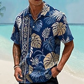 abordables Plantes tropicales-Homme Fleuri Cocotier Plantes Tropicales Chemises hawaïennes Chemise froissée Chemises tropicales Manche Courte Hawaïen Quotidien Vacances à la Plage Été Printemps Col Rabattu Flexible Chemises