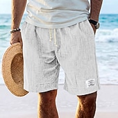 abordables Día festivo-Hombre Pantalón corto Pantalones cortos de verano Pantalones cortos de playa Pantalones cortos casuales Correa Cintura elástica Color sólido Con Texturas Comodidad Transpirable Longitud de la rodilla