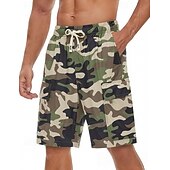 cheap Holiday-Men's Lightweight Cargo Shorts Comfort Waist Tactical Cargo Shorts Casual Shorts Drawstring Elastic Waist Multi Pocket Camouflage Quick Dry Knee Length Casual Outdoor Streetwear Fashion Streetwear