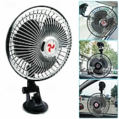 tanie Fani samochodów-Wentylator samochodowy 12 V/24 V z mocną przyssawką, obrotowy o 360° wentylator chłodzący deskę rozdzielczą i przednią szybę, przenośny, cichy automatyczny obieg powietrza do SUV-ów, ciężarówek,