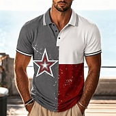 voordelige Patriottische 250 Polos-2026 250e Amerikaanse mannen US Flag Polo-shirts korte mouwen Polo-shirts kraag casual athleisure 3D-print knopen ademend gaas lente en zomer blauw zwart legergroen