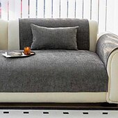 cheap Sofa Cover-Solid Woven Chenille Sofa Cushion Pad, Anti-Slip Jacquard Couch Mat for All Seasons, Washable Sectional Furniture Protector