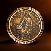  Moneta commemorativa USMC, moneta militare da collezione placcata in oro su entrambi i lati con l'immagine di Gesù e un bulldog, "Guidati dalla fede, forgiati in onore" aquila globo ancora patri
